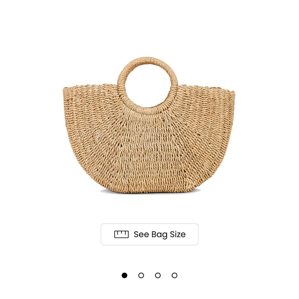 REVOLVE Tan Woven Tote Bag with Bamboo Handles